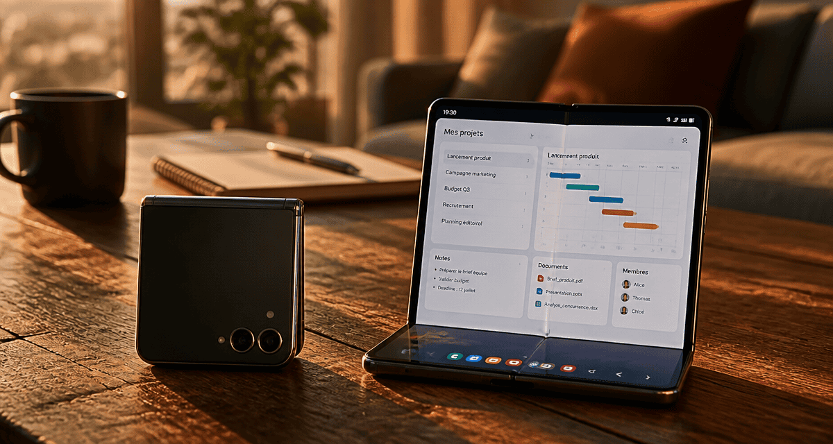 Meilleur smartphone pliable clapet et livre sur table