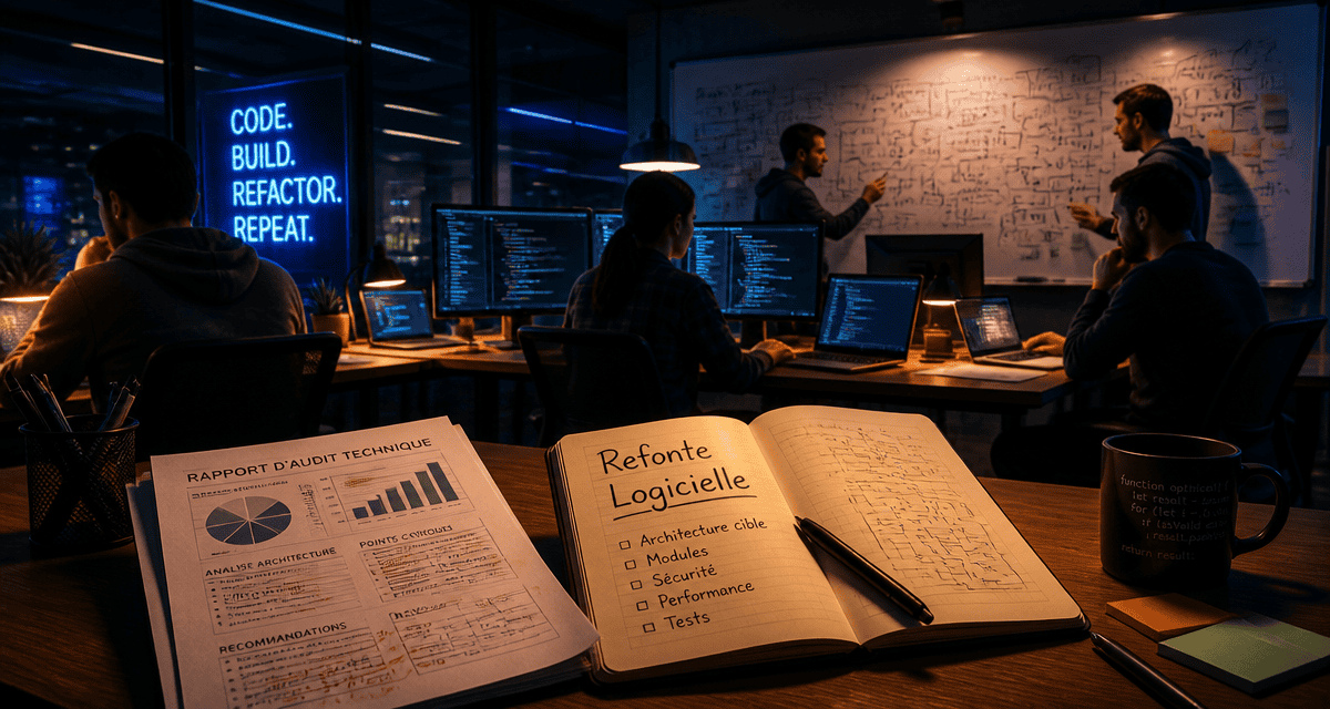 refonte logiciel équipe développeurs open space
