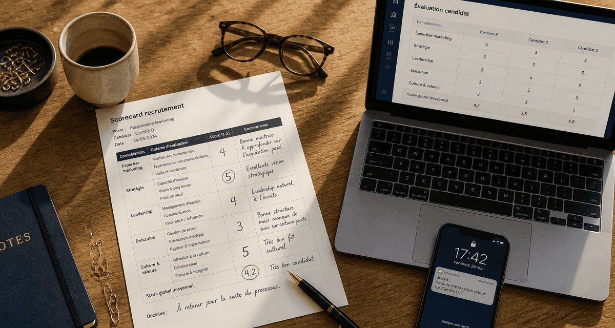 scorecard recrutement sur table de bureau