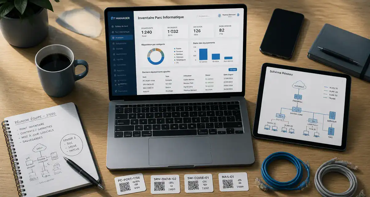 logiciel inventaire parc informatique sur bureau moderne