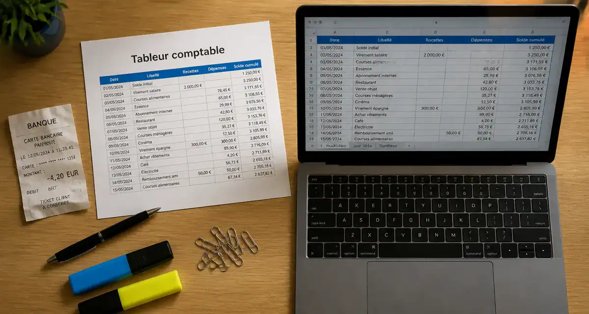 Tableau comptable excel gratuit : 5 colonnes Excel